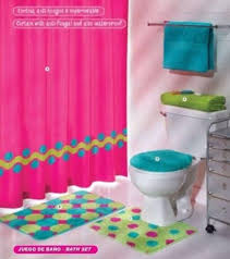 Beautiful Bathroom Decor Set The Pink Green Aqua Blue Circles Bath Set 5 Pcs By Disney Me Fu Girl Bathrooms Beautiful Bathroom Decor Bathroom Decor Sets