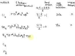 SOLVED: Determine the Bond Order of the molecules Li2, Be2, B2, C2 and N2. Which does not exist?Determine which are paramagnetic then state how many  unpaired electrons it have