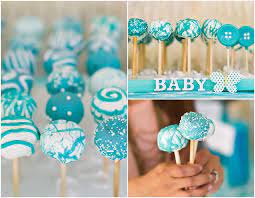 Breakfast at backdrops for dessert table decorations. Cake Pops Tiffany Baby Showers Tiffany Blue Baby Shower Blue Baby Shower Food