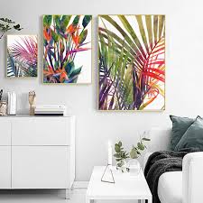 Bird Of Paradise Canvas Wall Art Watercolor Birds Of Paradise Palm Tree Leaves Canvas Print Wall Art Poster Airbnb Home Decor Cafe Office Hot Room Wall Art Home Decor Paintings Decor