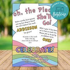 Elementary, middle, or high school; Printable Oh The Places You Ll Go Birthday Invite Wording Diy Bobotemp