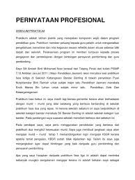 Documents similar to pernyataan profesional semasa praktikum. Pernyataan Profesional Praktikum