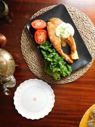The final ingredient is hearty salmon; Aerial Shot Of The Finished Salmon Meuniere Recipe From The Legend Of Zelda Breath Of The Wild Game Series Salmon Meuniere Recipe Cooking Salmon Salmon Recipes