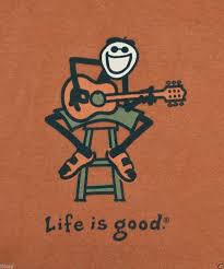 Graphic T Shirt Life Is Good Jake Playing Guitar Acoustic Long Life Is Good Playing Guitar Musical Art