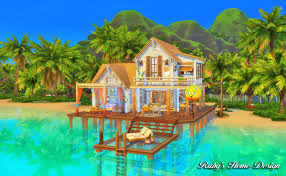 Ruby Red Sims Sims 4 Beach Hideout Ç†±å¸¶å³¶å¶¼å°å±‹ No Cc