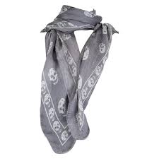 Alexander Mcqueen Grey And White Silk Skull Scarf Shawl For Sale At 1stdibs