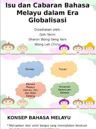 Kesan negatif dapat dilihat apabila peranan bahasa melayu mula terhakis dalam mata pelajaran matematik, dan sains yang kini menggunakan rajah 1: Isu Dan Cabaran Bahasa Melayu Dalam Era Globalisasi Pptx