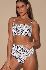 Malawi White Leopard Print High Waisted Bikini Bottoms In 2021 Trendy Bathing Suits High Wasted Swimsuits Trendy Swimsuits