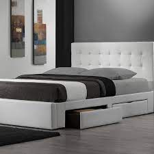 The metal bed begins with a better steel framed platform bed with a headboard. Queen Size Storage Platform Bed With White Faux Leather Headboard Fastfurnishings Com