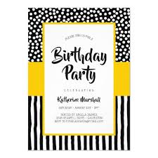 Black And White Party Invitations Whimsical Black White And Yellow Birthday Invitation Yellow Baby Shower Invitations Baby Shower Yellow Yellow Birthday
