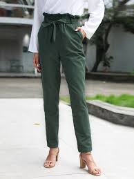 Le pantalon de l'automne ! Cichic Pantalon Carotte Avec Noeud Ceinture Mode Femme Vert Emeraude Pantalon Bas
