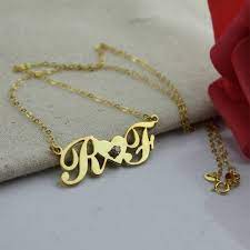 This name bracelet is a perfect piece of personalized jewelry that makes you special and shows your personality. Two Capital Letters Carrie Style Name Necklace Gold Name Necklace Letter Necklace Rose Gold Rose Gold Necklace