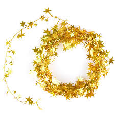 When in long narrow strips not attached to thread, it is called lametta. Gold Star Tinsel Garland Christmas Garlands Christmas And Winter Holiday Crafts Factory Direct Craft