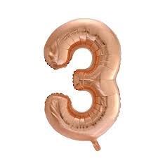 Foilballoon No 3 34 Rose Gold 34 Numbers Foil Balloons Mylar balloon gold number 1st birthday girl, fun to be one, party balloon kit, balloon png.