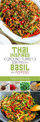 Thai Inspired Ground Turkey Stir Fry With Basil And Peppers Turkey Stir Fry Ground Turkey Recipes Stuffed Peppers