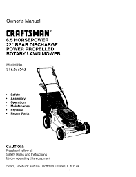 Squeezing that bar will allow the however, much like in most outdoor equipment, these are not exempt from facing issues. Craftsman 917377543 User Manual Rotary Mower Manuals And Guides 98120008