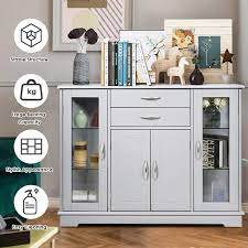 Low buffets make a contemporary design statement but are also. Buy Giantex Sideboard Buffet Server Storage Cabinet W 2 Drawers 3 Cabinets And Glass Doors For Kitchen Dining Room Furniture Cupboard Console Table Gray Online In Indonesia B08c5b4msw