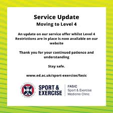 The prime minister has announced tougher restrictions for parts of england with a new tier 4: Fasic Sport Exercise Medicine Clinic Service Update Moving To Level 4 An Update On Our Service Offer Whilst Level 4 Restrictions Are In Place Is Now Available On Our