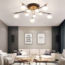 Living Room Oval Semi Flush Mount Light Glass 6 8 10 Lights Contemporary Ceiling Lamp Takeluckhome Com