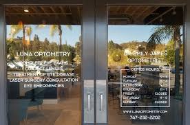 The ophthalmologist has the most complete training and qualifications for all aspects of eye and vision. Clinic Window Graphics For Luna Optomtery In Calabasas Premium Solutions
