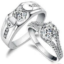 925 Sterling Silver Cubic Zirconia Personalized Wedding Rings Set For Two Sterling Silver Wedding Rings Couple Wedding Rings Cz Wedding Ring Sets