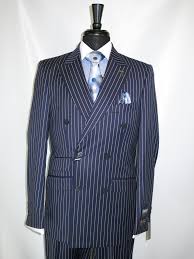 Buy cheap double breasted striped suit online from china today! Stacy Adams 5642 002 Sam Navy Pinstripe Double Breasted Mens 6x2 Suit Jacket With Peak Label 3 Flap Pockets And Side Vented For Style Available For 249 99 Berganbrotherssuits Com The Clean Front