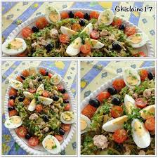 Salade D Haricots Verts Et De Pommes De Terre Garnie De Tomates Thon Oeufs Olives Salade Haricots Verts Recettes De Cuisine Salade