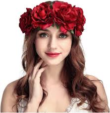 Fascia dei Fiori dei Capelli,Cerchietto Fascia Rosa Rossa Corona di Fiori  Nuziale Floreali della Corona per Festa di Nozze Accessori per Capelli da  Donna Testa fiore rosso : Amazon.it: Bellezza