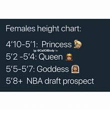 Females Height Chart 410 51 Princess Ig 2 54 Queen 5 515