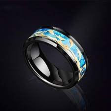 Dolphins Ocean Waves Steel Mens Womens Wedding Band Ring Etsy Black Tungsten Rings Blue Mens Rings Wedding Ring Bands