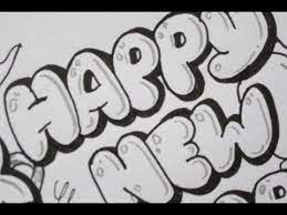 How To Draw Happy New Year In Bubble Letters Easy Drawings Letter A Crafts Pencil Drawings Of Love