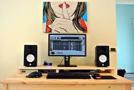 Turn An Ikea Kitchen Table Into An Awesome Multi Level Desk Studio Desk Music Studio Desk
