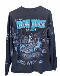 Excited To Share This Item From My Etsy Shop Vtg 1996 90 S Iron Horse Saloon Bike Week Long Sleeve Shirt Henley Skelet In 2020 Lee Shirt Bike Week Long Sleeve Shirts