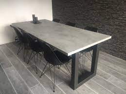beton look tafel met stalen u onderstel in diverse maten en ook met andere onderstellen te verkrijgen onderhoudsvr betonnen meubels eettafel grijze eettafels