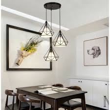 Lustre salle a manger contemporain. Suspension Cage Forme Diamant Contemporain 25cm Corde Ajustable Luminaire Lustre En Fer Salle A Manger Bar Chambre