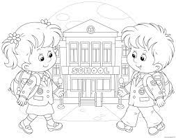 Each coloring page has several pictures of items that are typically one color. Back To School Kids Coloring Pages Printable