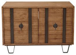 It is designed in the tradition of american. Metal Strap Light Oak 2 Door Console Industrial Accent Chests And Cabinets By Homefare Houzz