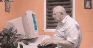 Grandpa Uses A Computer Gif Tenor Gif Keyboard Bring Personality To Your Conversations Say More With Tenor Funny Gif Computer Gif Computer Humor
