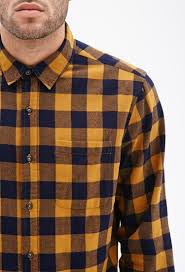 Classic and comforting, these checkered prints also transition easily between. Forever 21 Buffalo Check Flannel Shirt In Mustard Navy Yellow For Men Lyst