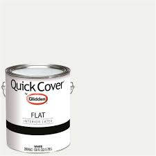 Ceiling paint is a very flat white paint…flat so imperfections do not pop but on the downside so flat that it stains easily. Glidden Quick Cover Interior Paint Flat Finish White 1 Gallon Walmart Com Walmart Com