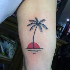 Palm Tree Tattoo With Sunset On Arms For Men Tree Tattoo Men Palm Tattoos Tattoos For Guys