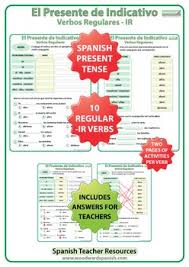 Spanish Present Tense Conjugation Worksheets Regular Ir Verbs