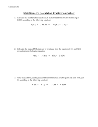 What mass of naoh is required to react exactly with 25.0 ml of 1.2 m h 2. Stoichiometry Calculation Practice Worksheet