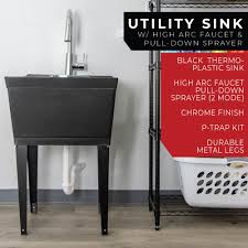 black 19 gallon utility sink with high