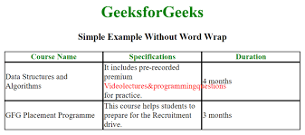 The problem is that i want to be able to set the width of the leftmost column/cell to something like 5% of the window's width. How To Wrap Table Cell Td Content Using Css Geeksforgeeks