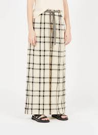 Pantalon large fluide taille élastique contient du lin tom tailor. Soldes Pantalon Large Taille Haute A Carreaux En Lin Crx Ecru Noir Diega Createurs Place Des Tendances