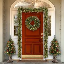 Grinalda De Abeto Pre Iluminada Com Luzes Claras Pre Lit Garland Christmas Decorations Christmas Porch