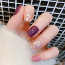 Purple acrylic nails acrylic nails coffin short coffin shape nails summer acrylic nails best acrylic nails pastel nails purple nails with glitter simple acrylic nail ideas summer nails. Amazon Com Sethexy Short Fake Nials Square False Nails Chic Glitter Purple And Pink Fake Nails Ins Style 24pcs Press On Full Cover Acrylic Art Tips For Women And Girls Beauty