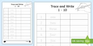 1 10 In Words Trace And Write Worksheet Teacher Made