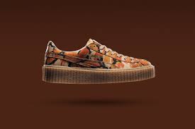 The hit rihanna sneakers get two major modifications: Rihanna X Puma Fenty Creeper Autumn Camo